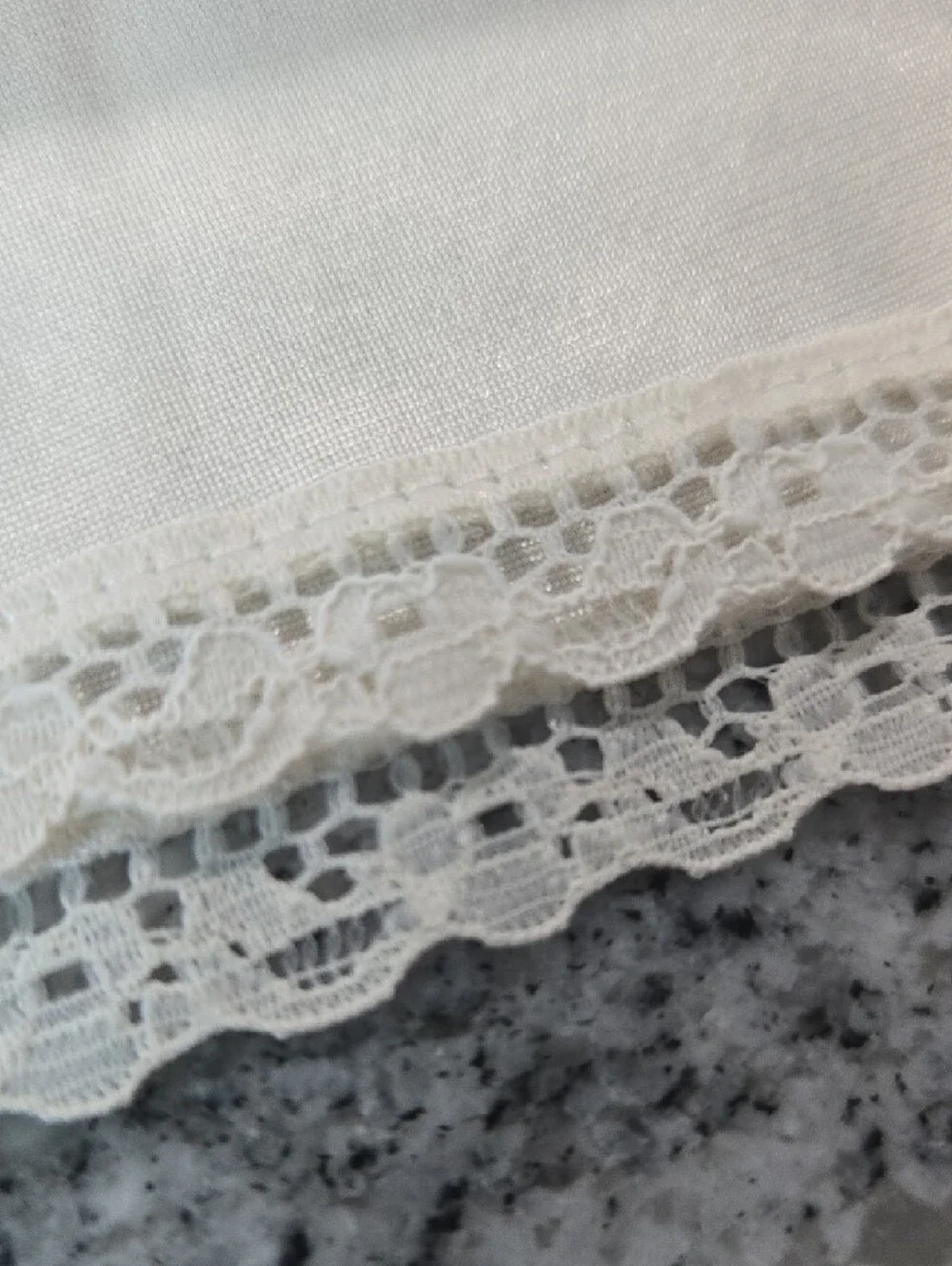 Vintage Classic Cream Colored Satin Feel Lace Trim Hem Slip Dress - Picture 9 of 10